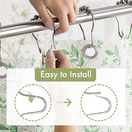 AmazerBath Chrome rust-resistant metal shower curtain rings, set of 12, product detail view.