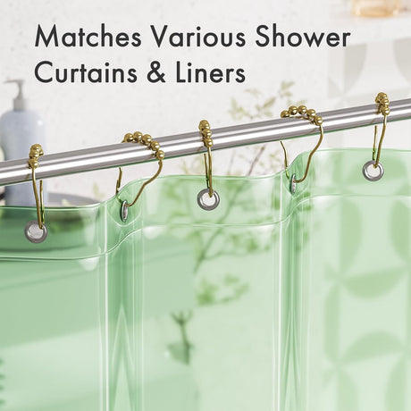 AmazerBath Gold rust-resistant metal shower curtain rings, set of 12, product detail view.