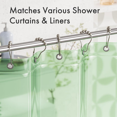 AmazerBath Matte Nickel rust-resistant metal shower curtain rings, set of 12, product detail view.