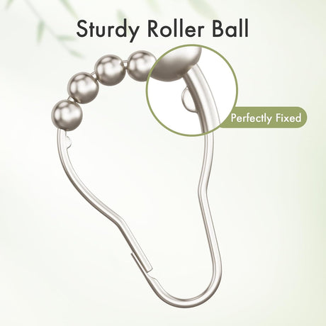 AmazerBath Matte Nickel rust-resistant metal shower curtain rings, set of 12, product detail view.
