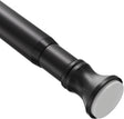 AmazerBath Black segmented spring tension rod close-up showing the smooth metal finish and non-slip end cap.