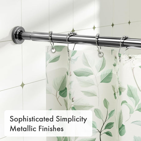 AmazerBath Segmented Spring Tension Shower Curtain Rod in Chrome, product detail image.