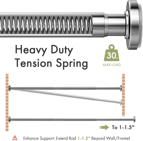 AmazerBath Segmented Spring Tension Shower Curtain Rod in Chrome, product detail image.