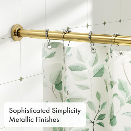 AmazerBath Segmented Spring Tension Shower Curtain Rod in Gold, product detail image.