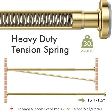 AmazerBath Segmented Spring Tension Shower Curtain Rod in Gold, product detail image.