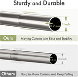 Segmented Spring Tension Shower Curtain Rod in nickel size and dimensions chart.