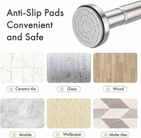 AmazerBath Segmented Spring Tension Shower Curtain Rod in Nickel, product detail image.