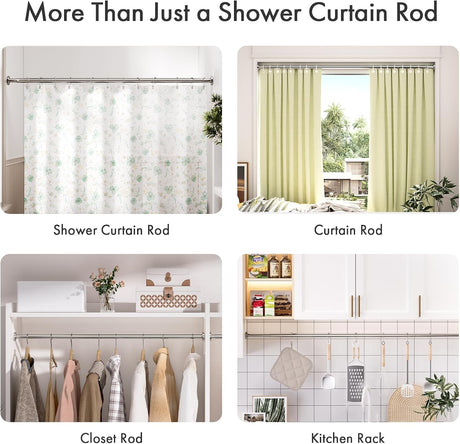 AmazerBath Segmented Spring Tension Shower Curtain Rod in Nickel, product detail image.
