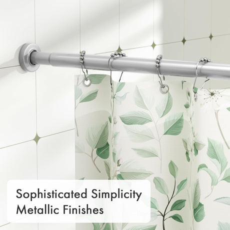 AmazerBath Segmented Spring Tension Shower Curtain Rod in Silver, product detail image.
