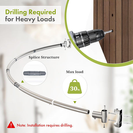 AmazerBath Curved Shower Curtain Rod, 20–84 Inches, product image showing design and key features.