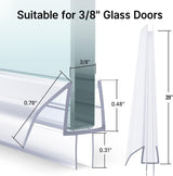 AmazerBath clear bottom shower door seal dimensions for 3/8-inch glass doors and 39-inch installation.