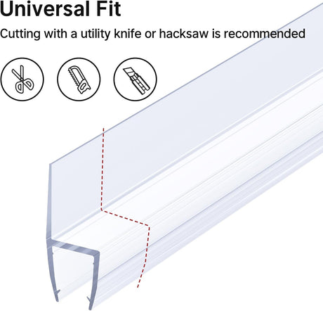 AmazerBath clear side shower door seal with a cut-to-fit profile for customized glass door installation.