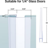 AmazerBath clear side shower door seal dimensions for 1/4-inch glass doors and 78-inch installation.