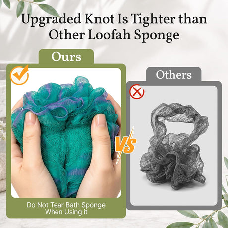AmazerBath Loofah Back Scrubber with Wooden Handle in Green, product detail image highlighting the design and key features.