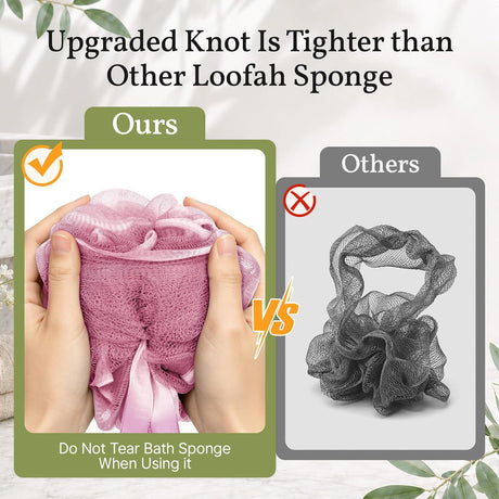 AmazerBath Loofah Back Scrubber with Wooden Handle in Pink, product detail image highlighting the design and key features.