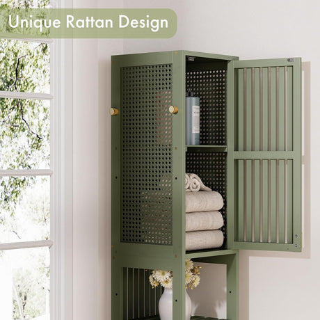 AmazerBath Forest slim bamboo storage cabinet, product gallery image showing design details and features.