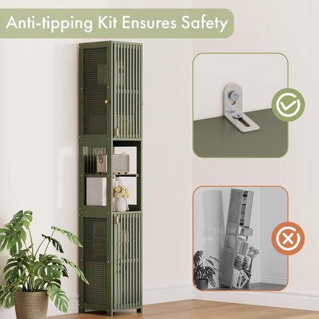 AmazerBath Forest slim bamboo storage cabinet, product gallery image showing design details and features.