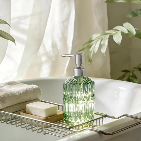 AmazerBath Green Soap Dispenser for Bathroom and Kitchen in Green Stainless Steel, product detail image.