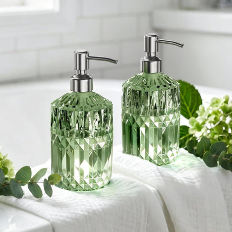 AmazerBath Green Soap Dispenser for Bathroom and Kitchen in Green Stainless Steel, product detail image.