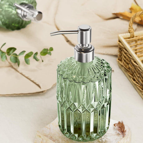 AmazerBath Green Soap Dispenser for Bathroom and Kitchen in Green Stainless Steel, product detail image.