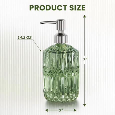 AmazerBath Green Soap Dispenser for Bathroom and Kitchen in Green Stainless Steel, product detail image.