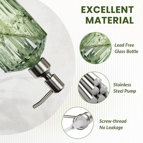 AmazerBath Green Soap Dispenser for Bathroom and Kitchen in Green Stainless Steel, product detail image.