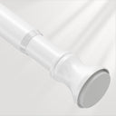 AmazerBath white spring tension shower curtain rod shown on a clean background for adjustable bathroom installation.