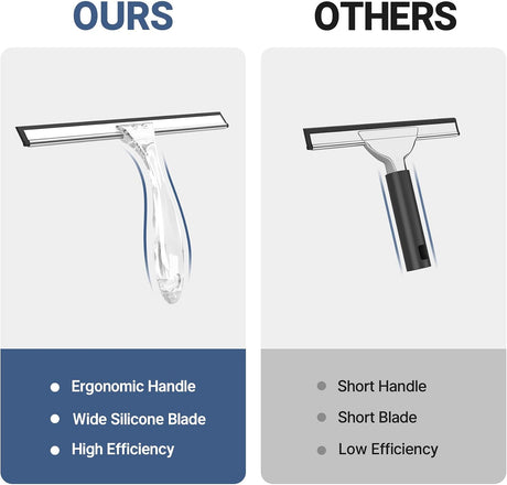 AmazerBath Shower Squeegee with Hook for Glass Doors and Windows in Clear, product detail image.