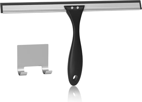 AmazerBath Shower Squeegee with Hook for Glass Doors and Windows, product image showing design and key features.