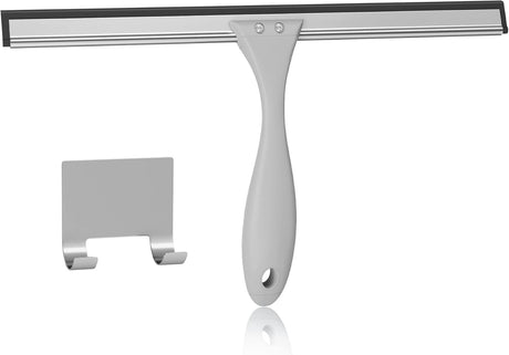 AmazerBath Shower Squeegee with Hook for Glass Doors and Windows, product image showing design and key features.