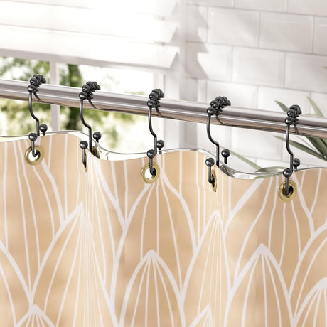 AmazerBath Stainless Steel Double Shower Curtain Hooks, Set of 12 in Black, product detail and key features.