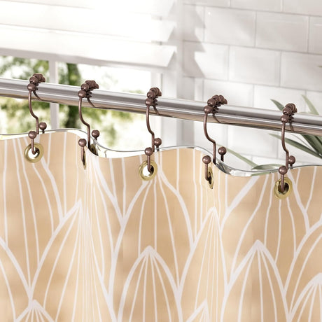 AmazerBath Stainless Steel Double Shower Curtain Hooks, Set of 12 in Bronze, product detail and key features.