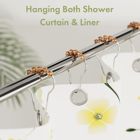 AmazerBath Amber stainless steel shower curtain rings with holding a shower curtain and liner