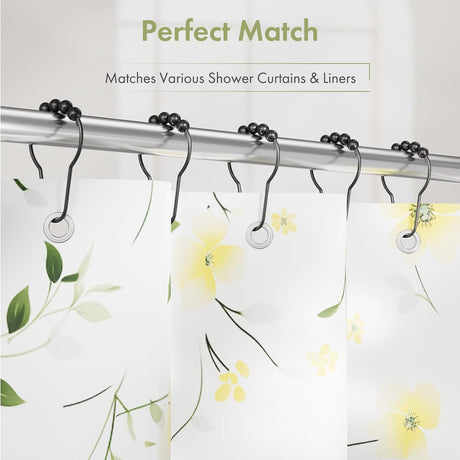 AmazerBath Matte Black stainless steel shower curtain rings with shower curtain compatibility