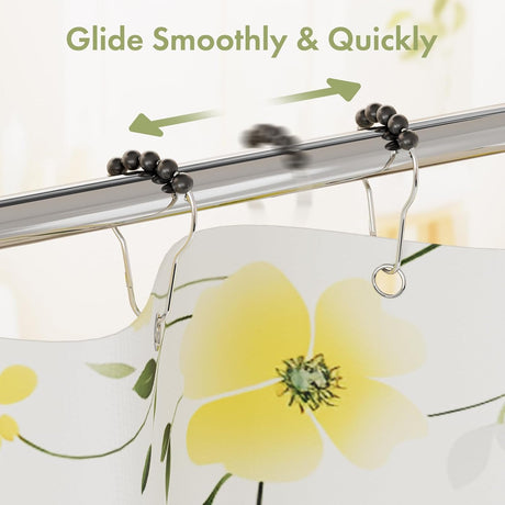 AmazerBath Black stainless steel shower curtain rings with smooth-gliding roller balls