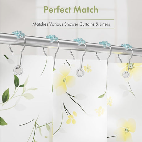 AmazerBath Ice Blue stainless steel shower curtain rings with shower curtain compatibility