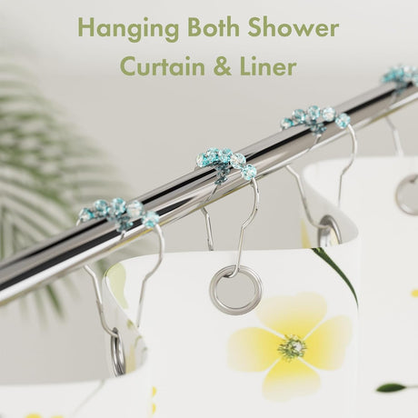 AmazerBath Ice Blue stainless steel shower curtain rings with holding a shower curtain and liner