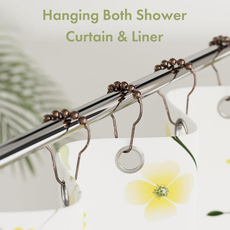 AmazerBath Bronze stainless steel shower curtain rings with holding a shower curtain and liner