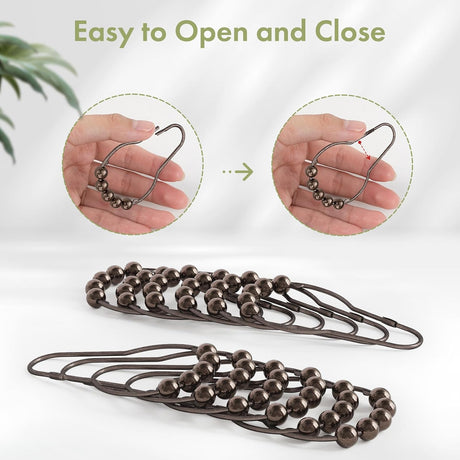 AmazerBath Bronze stainless steel shower curtain rings with easy-open and close design
