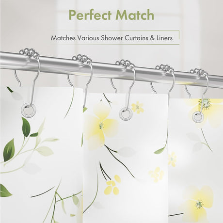 AmazerBath Chrome stainless steel shower curtain rings with shower curtain compatibility