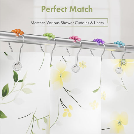 AmazerBath Colorful stainless steel shower curtain rings with shower curtain compatibility