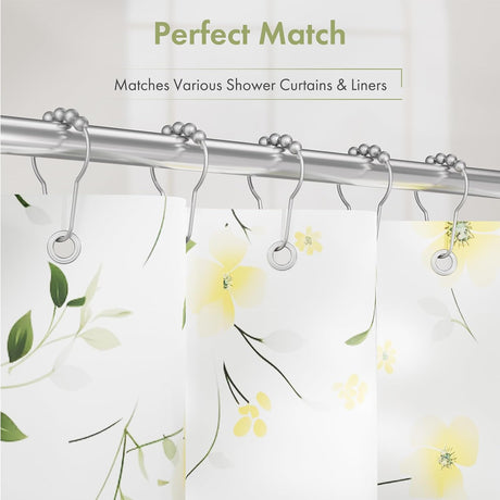 AmazerBath Silver stainless steel shower curtain rings with shower curtain compatibility