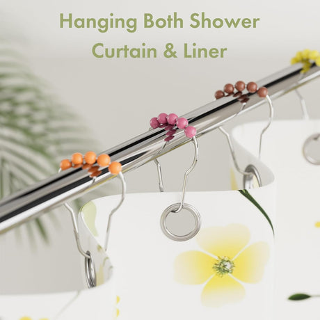 AmazerBath Colorful stainless steel shower curtain rings with holding a shower curtain and liner