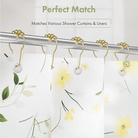 AmazerBath Gold stainless steel shower curtain rings with shower curtain compatibility