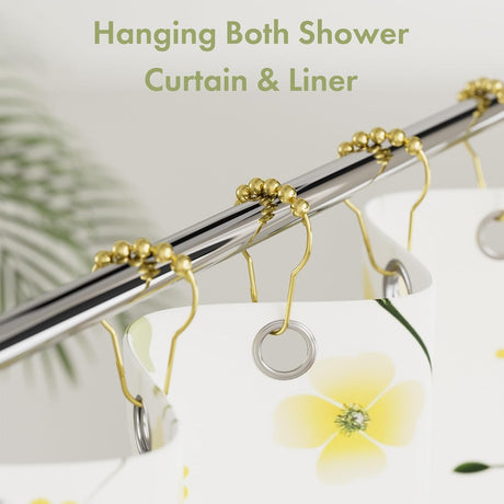 AmazerBath Gold stainless steel shower curtain rings with holding a shower curtain and liner