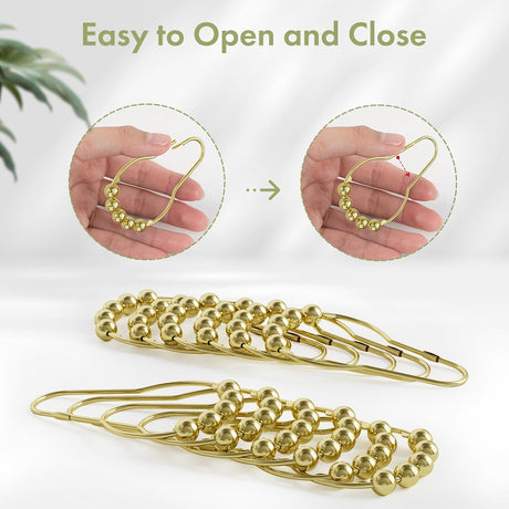 AmazerBath Gold stainless steel shower curtain rings with easy-open and close design
