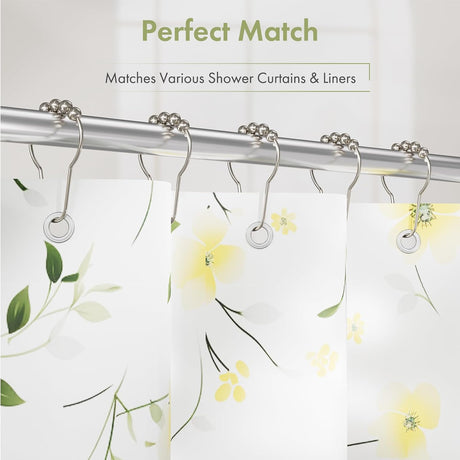 AmazerBath Nickel stainless steel shower curtain rings with shower curtain compatibility