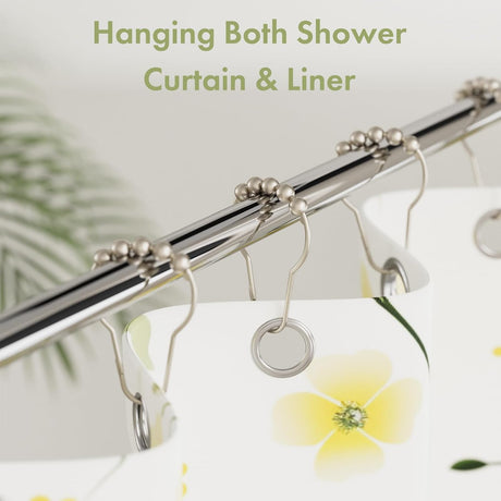 AmazerBath Matte Nickel stainless steel shower curtain rings with holding a shower curtain and liner