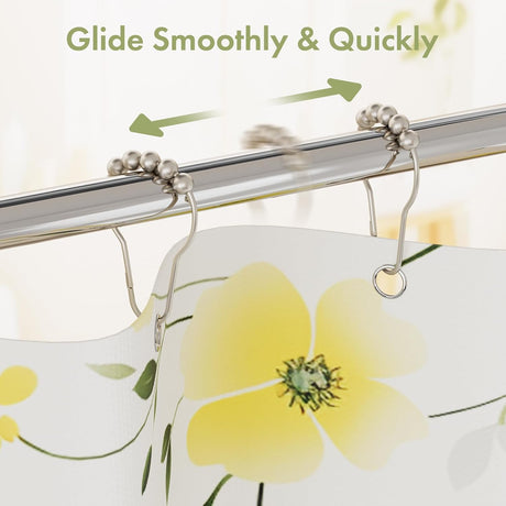 AmazerBath Matte Nickel stainless steel shower curtain rings with smooth-gliding roller balls