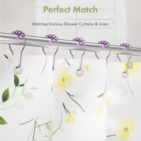 AmazerBath Purple stainless steel shower curtain rings with shower curtain compatibility